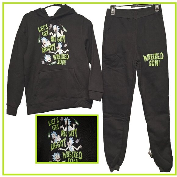 NEW Ricky & Morty Sweatpants & Hoody Mens Small LETS GET WRECKED SON - Picture 1 of 9